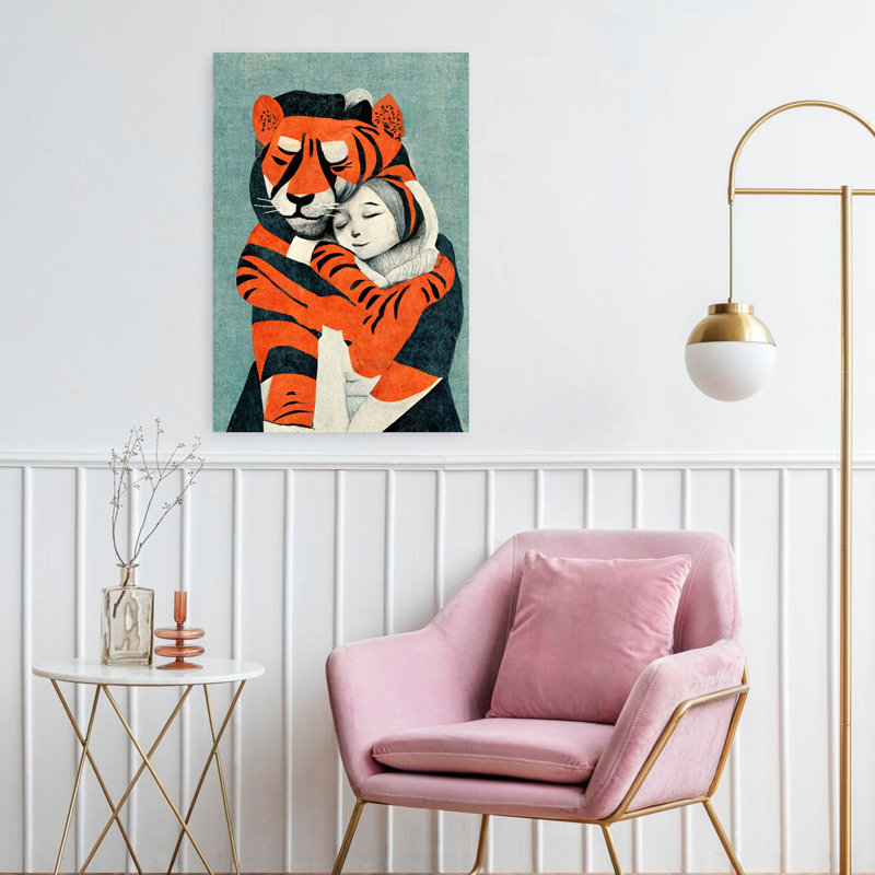 Art contemporain, art moderne tigre, H 24 po x l 16 po