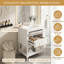 Meuble-lavabo de 24 po de conception rétro avec lavabo en céramique standard, blanc, 2 tiroirs et tablette ouverte, disposition de plomberie personnalisée, facile à nettoyer-130830793-130830797