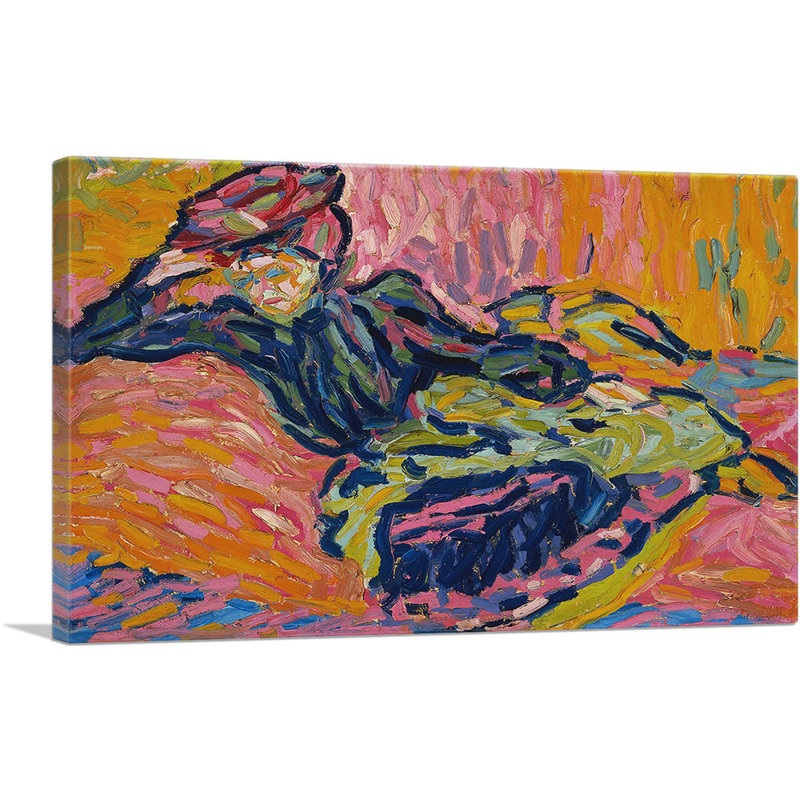 «Girl on a Couch 1906» par Ernst Ludwig Kirchner - reproduction d'art sur toile tendue, H 12 po x l 18 po x 1,5 po