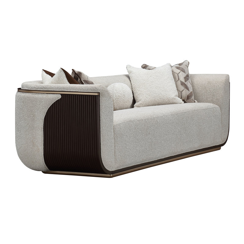West Kensington Sofa - Buff/Seal Salt Caramel, Espresso Wood