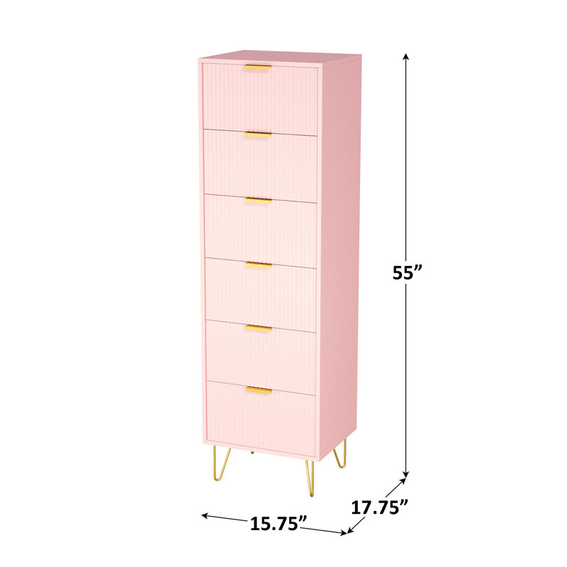 Commode 6 tiroirs Scannell, Rose