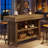 57.48-Inch Bar Table, Industrial Counter Height Pub Table with 2-Tier Storage, Rectangular Home Bar Unit with Metal Footrest for Home Kitchen, Dining Room, Bistro, Rustic Brown