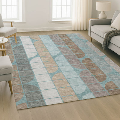 Tapis géométrique lavable à la machine de qualité supérieure Mayfield AMF2418