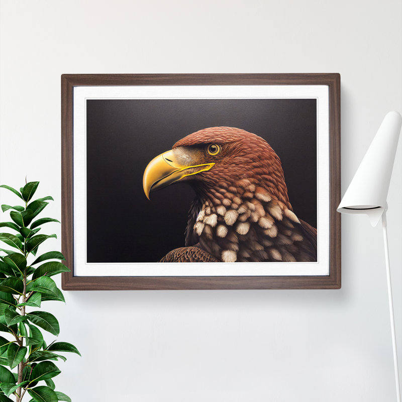 Euphoric Eagle Bird - Framed Print, 34cm H x 46cm W x 2cm D, Walnut