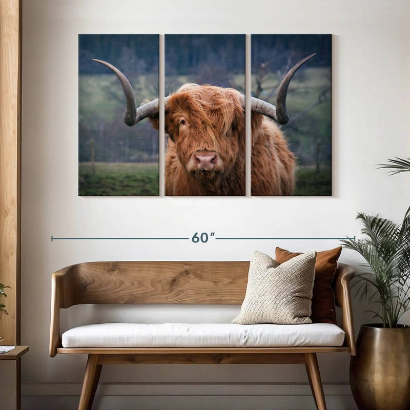 Brampt Wooly Highland Cow, H 32 po x l 50 po