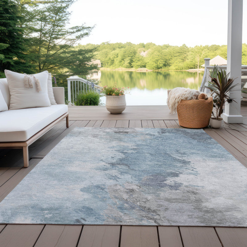 Braeas Sky Washable Indoor-Outdoor Rug - , 10' x 14'