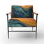 Coral Teal Bold Mountains Landscape - Fauteuil rembourré rustique, fauteuil d'appoint Mountain Landscape-334685271
