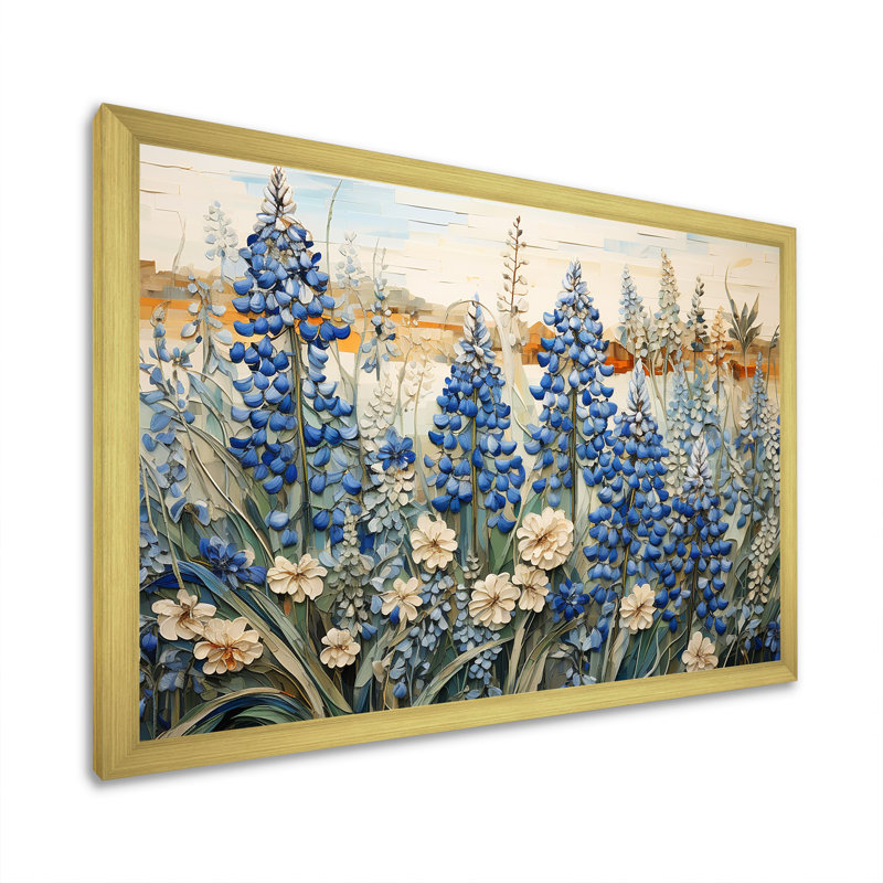 Magical Blue Bonnets Grass Meadows I - Blue Bonnets, reproduction d'art sur toile FDP107219, H 34 po x l 44 po x P 1,5 po, Or