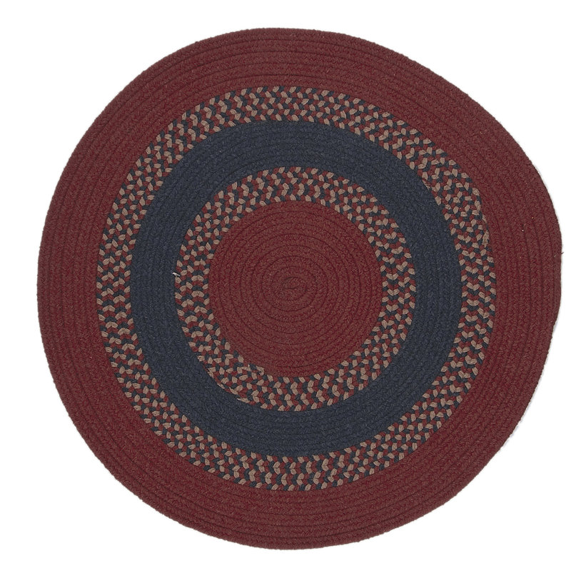 Tapis réversible en mélange de laine Schœnrock - rouge, Rond 14 pi