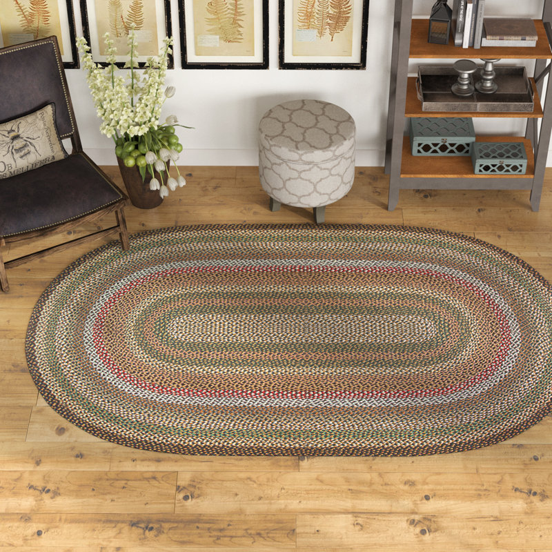  Natural Jute Oval Rug – Fir & Ivory Braided Rug – Durable Farmhouse Decor, Oval 6' x 9'