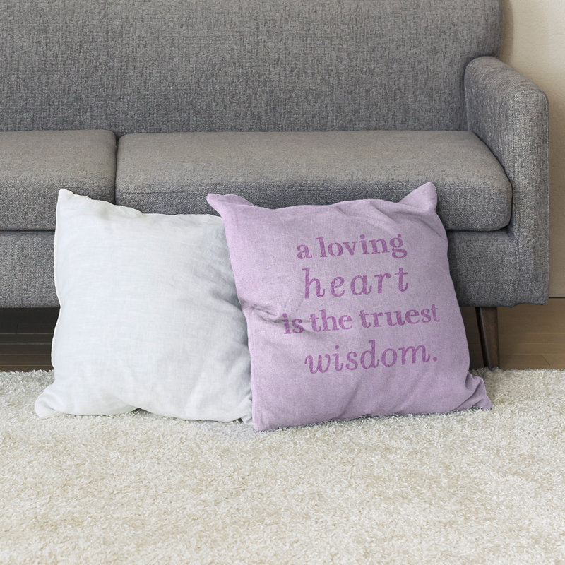 Coussin de sol amour & sagesse, H 28 po x l 28 po, Mauve contrastant