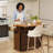 Rolling Kitchen Island with Drop Leaf Countertop, Sliding Door Storage & Lockable Wheels-583850875