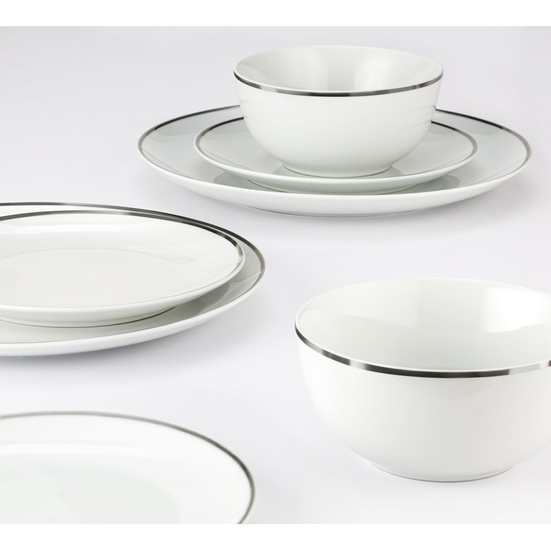 Waterside 18pc Platinum Rim Porcelain Dinner Set