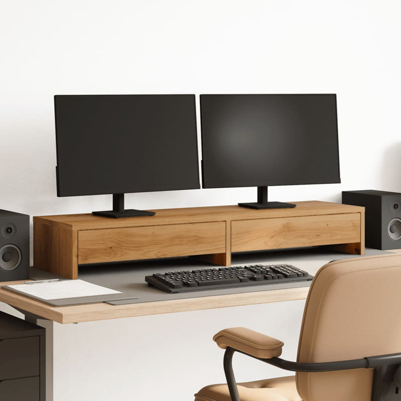 Barra Manufactured Wood Monitor Stand, 15cm H x 100cm W x 27cm D, Artisian Oak