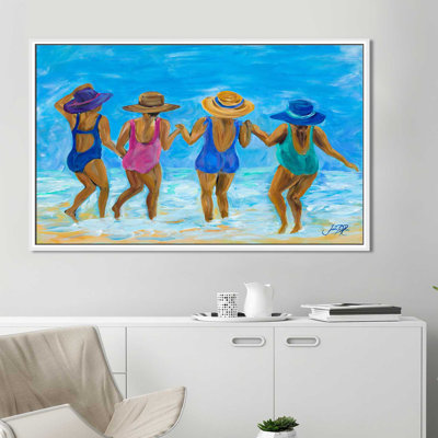 «Mesdames sur la plage I», reproduction de peinture acrylique