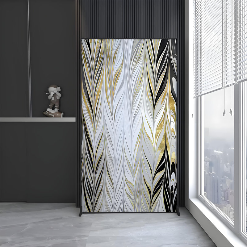 Écran moderne noir et or, H 70,87 po x l 47,24 po x P 1,57 po