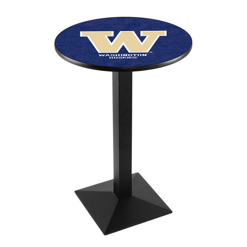 Round Metal Base Dining Table, Black Wrinkle, University of Washington