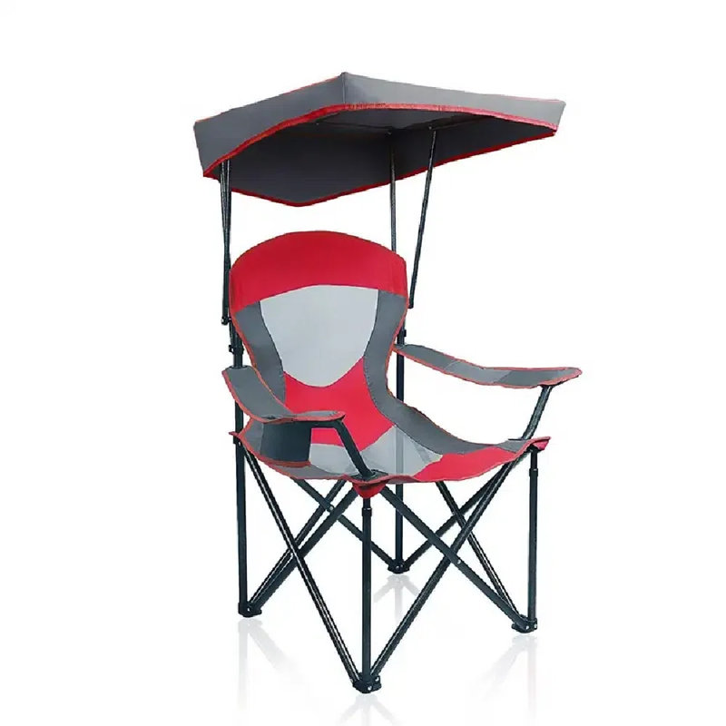 Chaise longue de voyage robuste avec parasol en émail avec porte-gobelet bleu