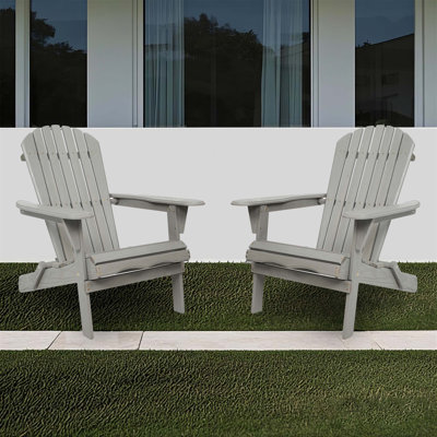 Solid Cedar Wood Folding Adirondack Chair Set Of 2 With Embossed Grain For Comfortable Outdoor Relaxation