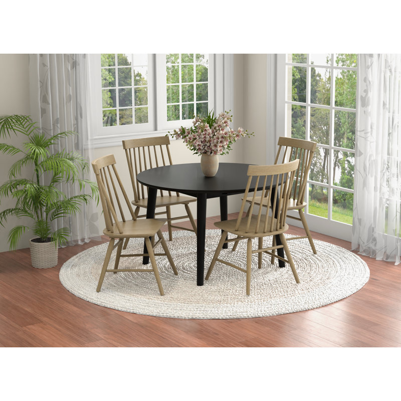 Ensemble de table de salle à manger 5 pièces avec 4 chaises, Brun