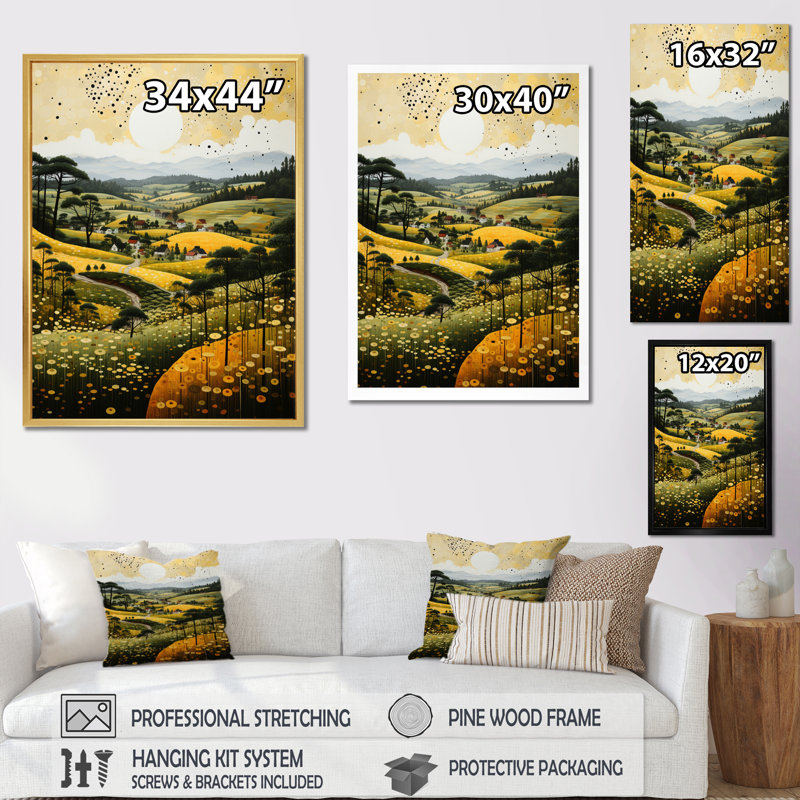 Prioleau Countryside Reverie Pointillism III, reproduction d'art sur toile, Toile tendue, H 32 po x l 24 po x P 1 po