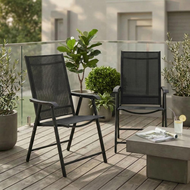 Stylish Stackable Garden Chairs, Black