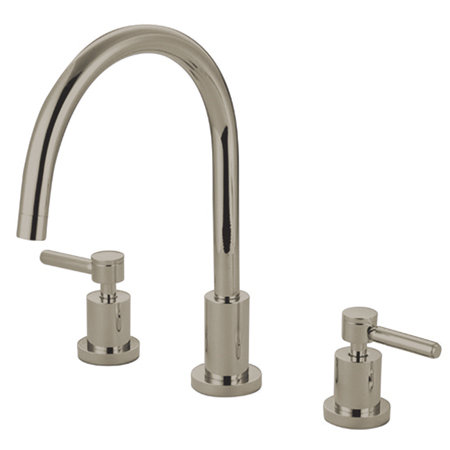 South Beach Double Handle Widespread Kitchen Faucet, Polished Nickel