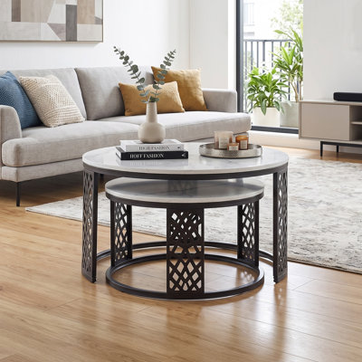 Ensemble de 2 tables basses gigognes noires