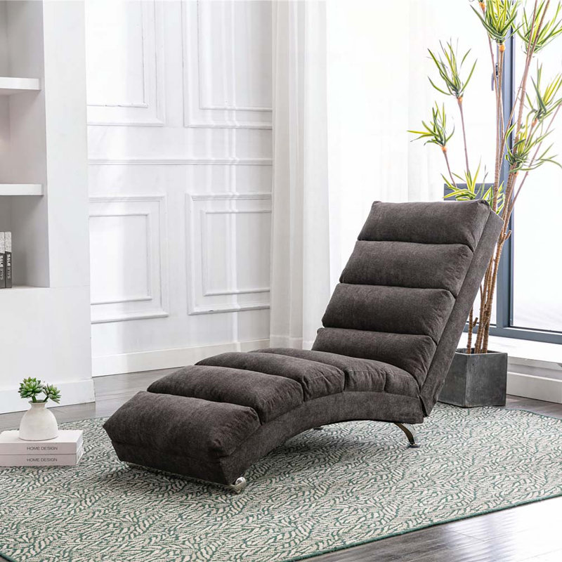 Chaise longue rembourrée Laquasia, Lin gris foncé