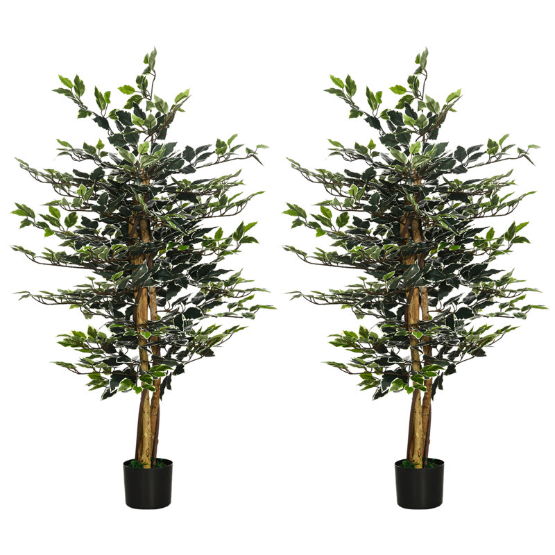 130cm Faux Ficus Tree in Cement Pot