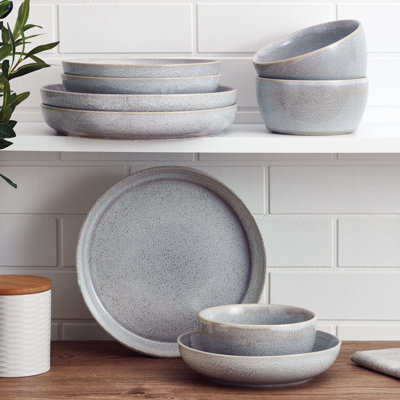 Service de vaisselle 9 pièces Mikasa Huxley, service pour 3, gris