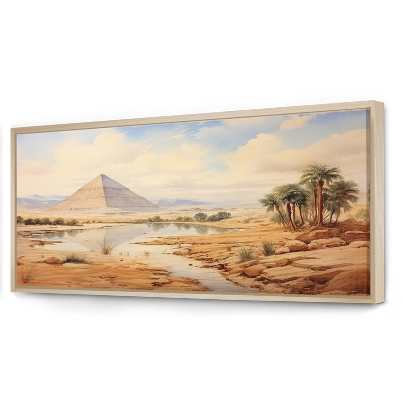 Ancienne pyramide égyptienne, art mural, Cadre flottant brun, H 28 po x l 60 po x P 1,5 po