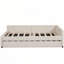 Lit plateforme double tapissier avec USB et lit gigogne simple, beige-1174465696