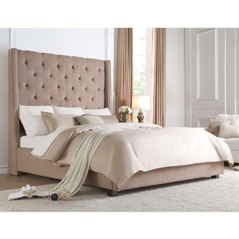 Landreneau Upholstered Platform Bed, Brown, Full