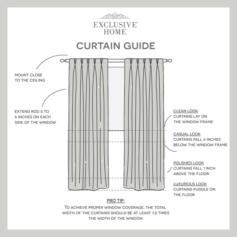 Loha Synthetic Solid Color Semi-Sheer Pinch Pleat Curtain Panels, Ivory, 27" W x 108" L