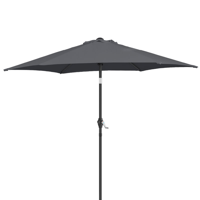 7,5 pi Parasol de marché en polyester avec inclinaison et manivelle en polyester gris, Gris