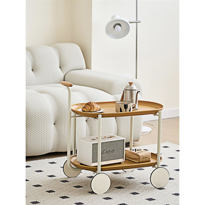 Movable Small Pushcart Small Cart Double Layered Coffee Table Leisure