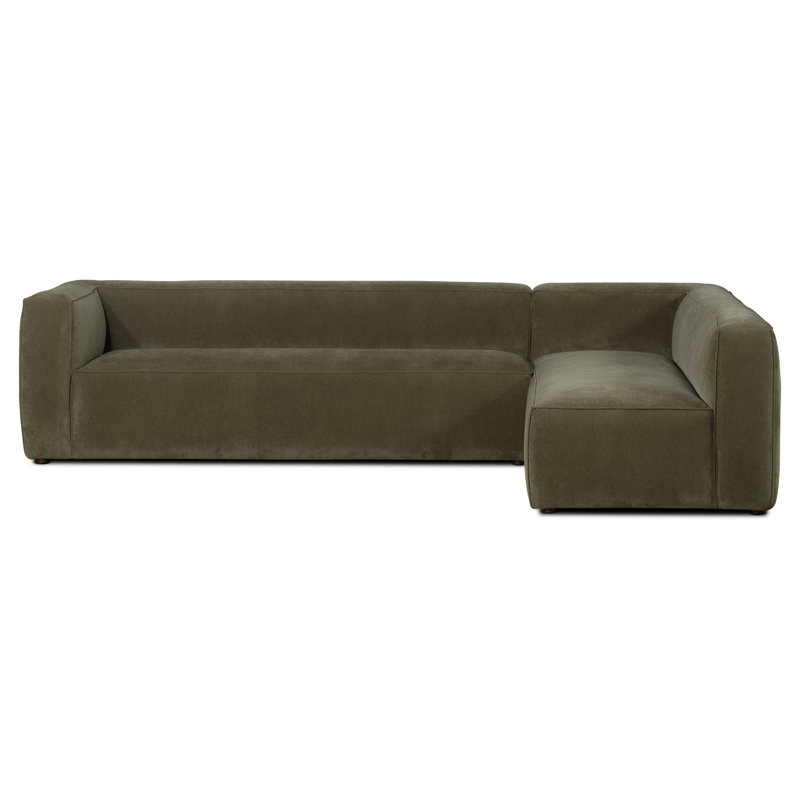 Piazza 124.5" Chenille Fabric L-Shaped Sectional Sofa, Lume Green Chenille