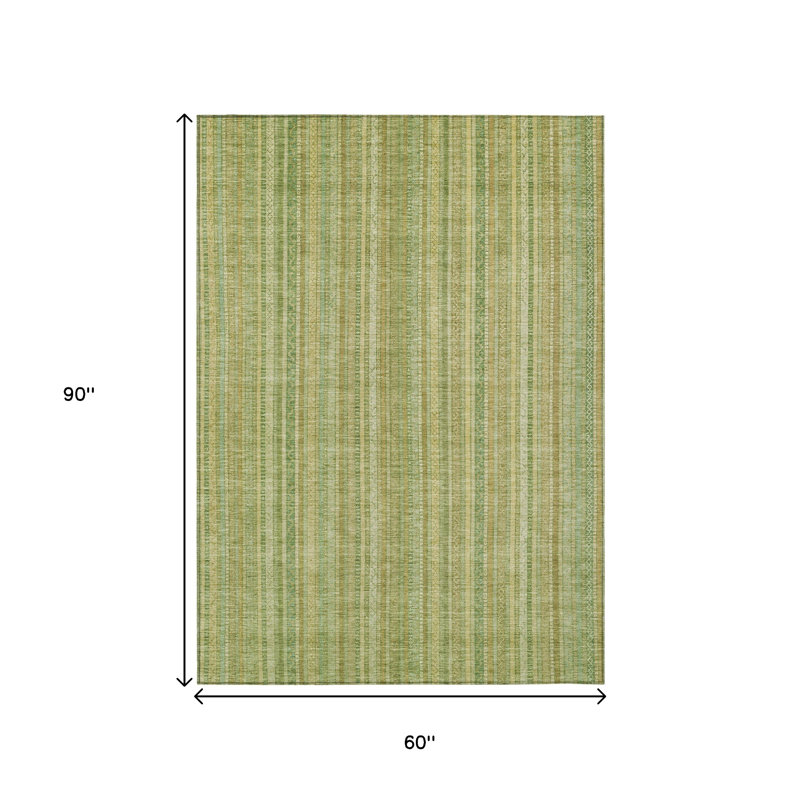 Tapis extérieur lavable rayé vert et artichaut 5 pi x 8 pi vert artichaut
