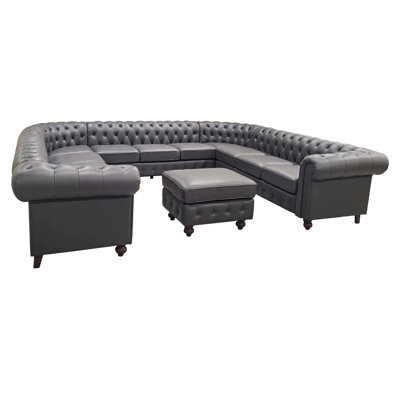 Canapé modulaire en cuir Chesterfield