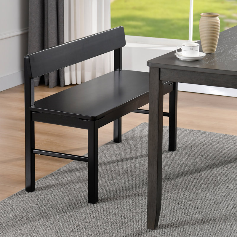 Banc de salle à manger en bois massif noir 39,8 po
