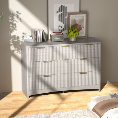 7-Drawer Wooden Dresser with Smooth-Glide Drawers, Modern Natural Oak Finish, Large Capacity Storage for Bedroom, Living Room, and Hallway by Ebern Designs