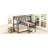 L-Shaped Black Metal Triple Twin Bunk Bed With Space Function And Desk, Suitable For Dormitory Guardrails Storage Function, Quick Assembly In Small Space