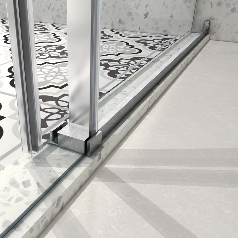 Frameless One Fixed And One Shifted Shower Door,Stainless Steel Large Pulleys With Adjustable Soft Closing Function,With Nano Easy Cleaning,Stick Explosion-Proof Menbrance