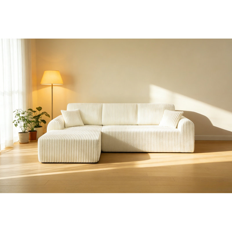 Canapé modulaire Modern Cloud, méridienne en L pour salon, Blanc