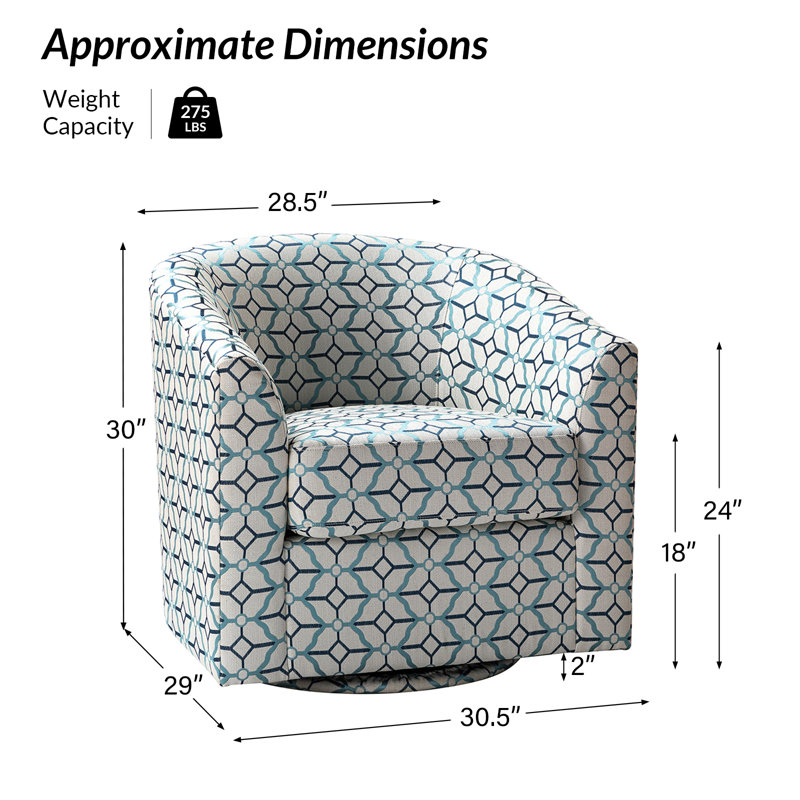 Amiir Upholstered Swivel Accent Chair, Navy/White