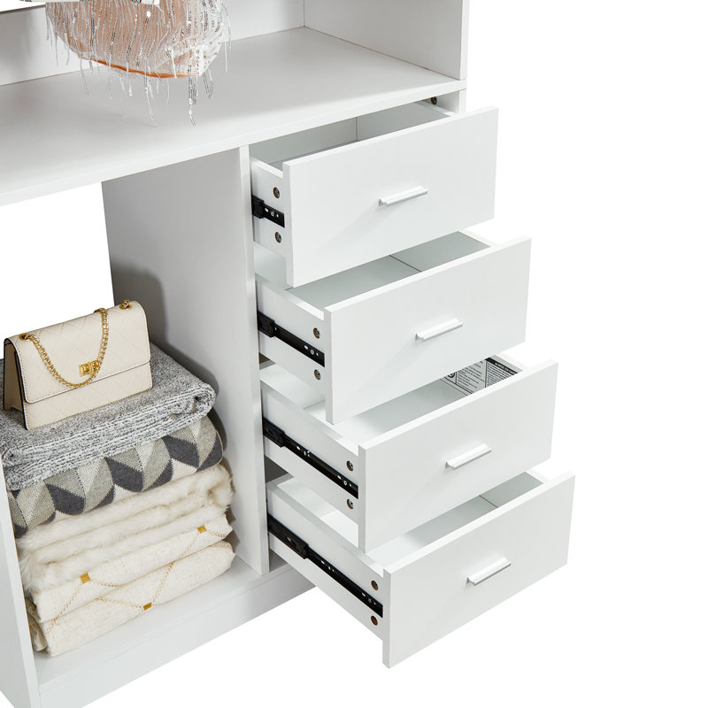 Armoire-penderie 4 tiroirs, blanc