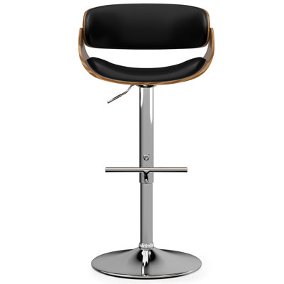 Amery Adjustable Swivel Upholstered Contemporary Bar Stool with Curved Seat and Footrest by Simpli Home