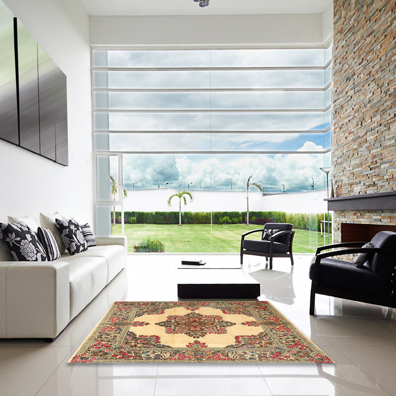 Tapis oriental beige / rose Crotts, Carré 4 pi