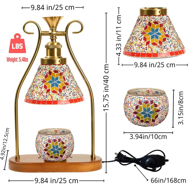 Candle Warmer Lamp Brightness Adjustable, Turkish Mosaic Table Lamp,  Antique Design Aromatherapy Wax Melt Warmer,  Mood Lighting for Home Decor